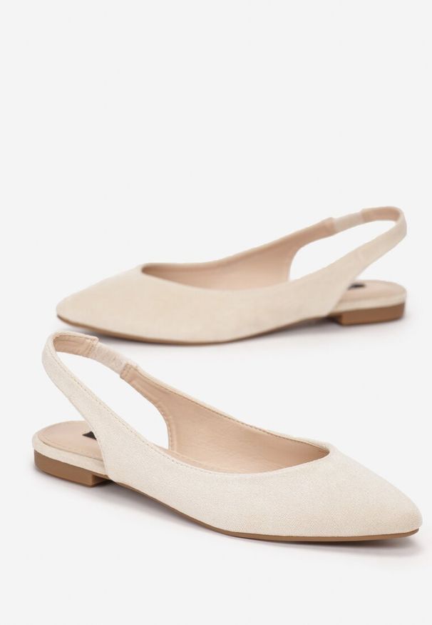 Born2be - Beżowe Sandały Slingback z Noskiem w Szpic Arrilla. Okazja: na co dzień, na spotkanie biznesowe, na spacer. Kolor: beżowy. Sezon: lato. Styl: elegancki, biznesowy, casual