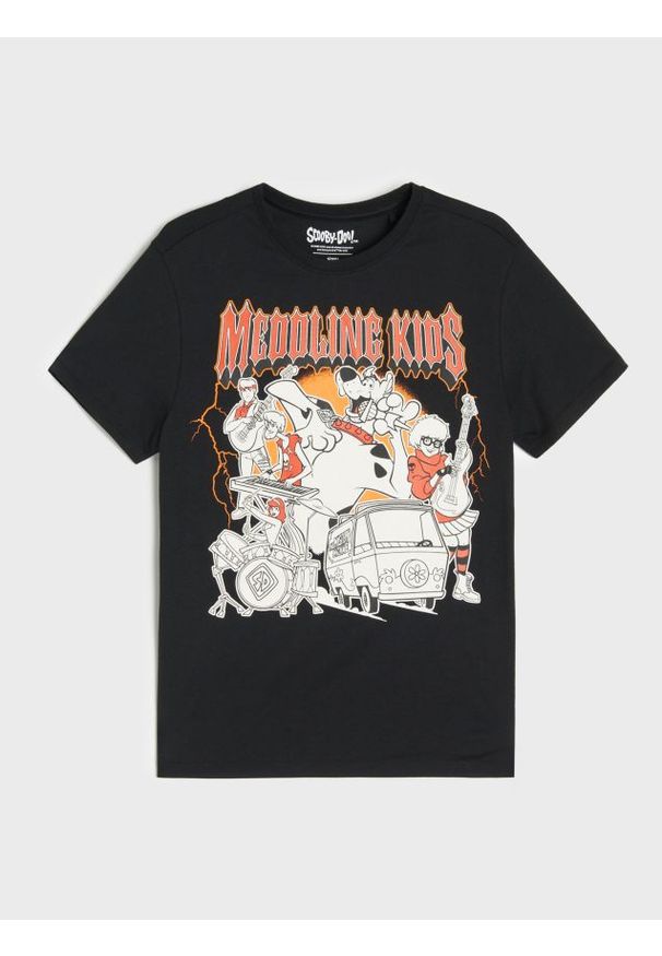 Sinsay - Bawełniana koszulka z nadrukiem Scooby-Doo - czarny. Kolor: czarny. Materiał: bawełna. Wzór: nadruk