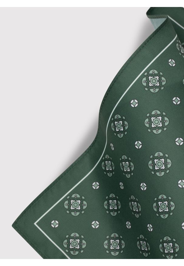 Pako Lorente - PAKO LORENTE – Wzorzysta zielona poszetka męska. Kolor: zielony. Materiał: poliester