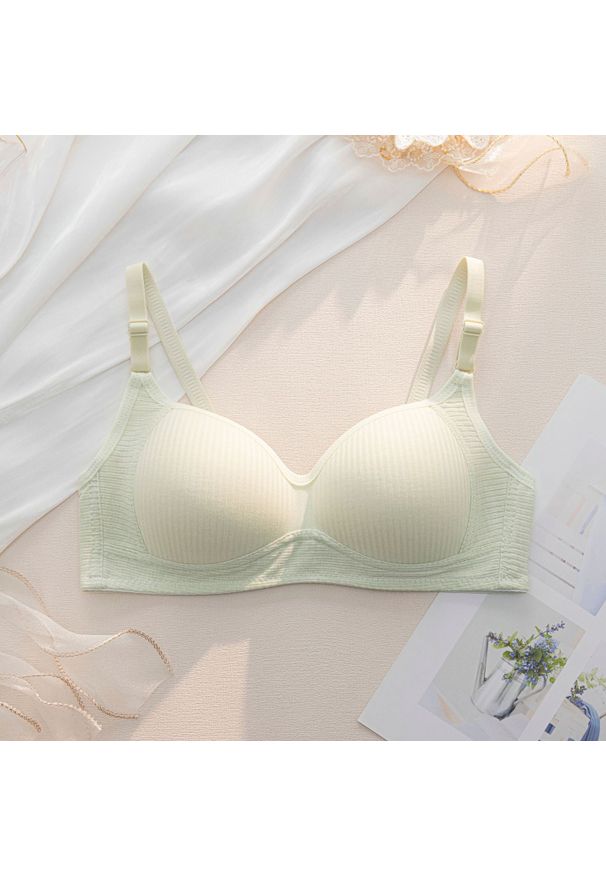 Intica - Biustonosz bezszwowy bez fiszbin codzienny elegancki Sibylle. Kolor: zielony. Materiał: materiał, skóra