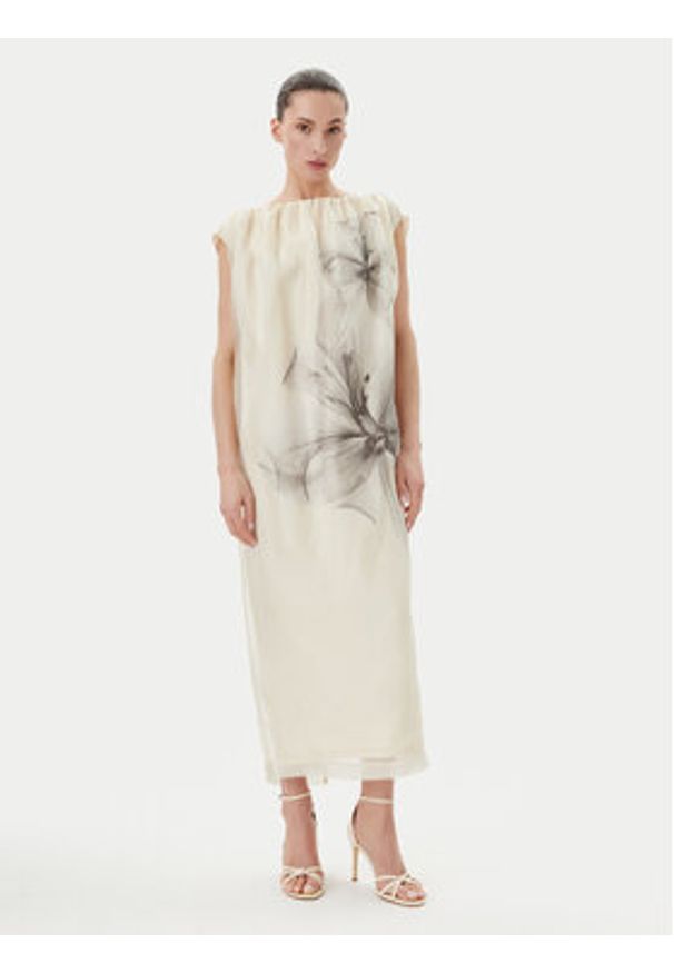 Herskind Sukienka koktajlowa Veronika 5586199 Écru Loose Fit. Materiał: jedwab. Styl: wizytowy