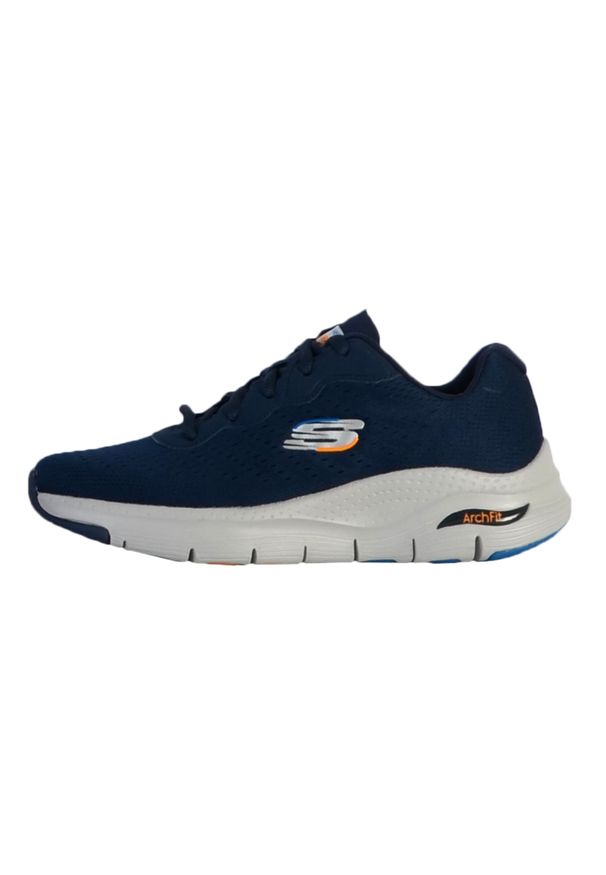 skechers - Buty do chodzenia męskie Skechers Archfit Infinity Cool. Zapięcie: sznurówki. Kolor: niebieski. Materiał: guma, materiał, tkanina, syntetyk. Szerokość cholewki: normalna. Sport: turystyka piesza