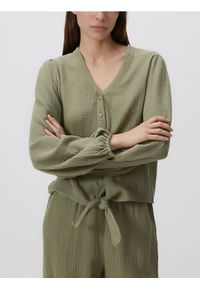 Reserved - Muślinowa koszula z wiązaniem - oliwkowy. Kolor: oliwkowy