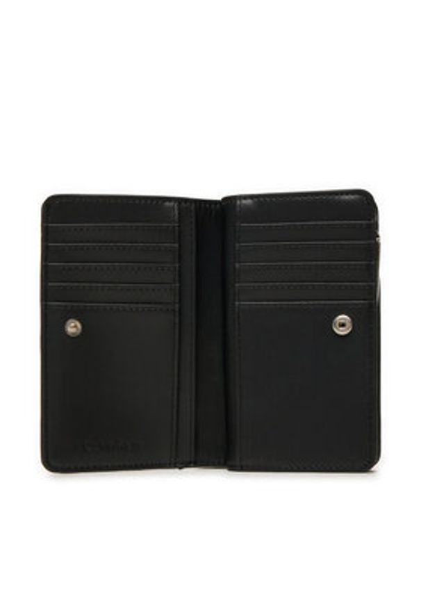 Calvin Klein Duży Portfel Damski Line Quilt Medium Bifold K60K612828 Czarny. Kolor: czarny. Materiał: skóra