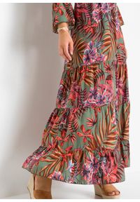 bonprix - Długa sukienka z lejącej wiskozy. Kolor: zielony. Materiał: wiskoza. Wzór: nadruk, kwiaty. Sezon: lato. Długość: maxi #2