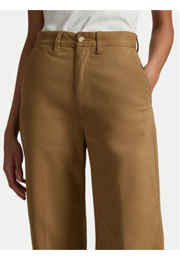 Polo Ralph Lauren Spodnie materiałowe 211873988001 Beżowy Wide Leg. Kolor: beżowy. Materiał: bawełna