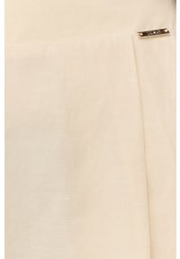Liu Jo szorty z domieszką lnu damskie kolor beżowy gładkie high waist. Stan: podwyższony. Kolor: beżowy. Materiał: len. Wzór: gładki