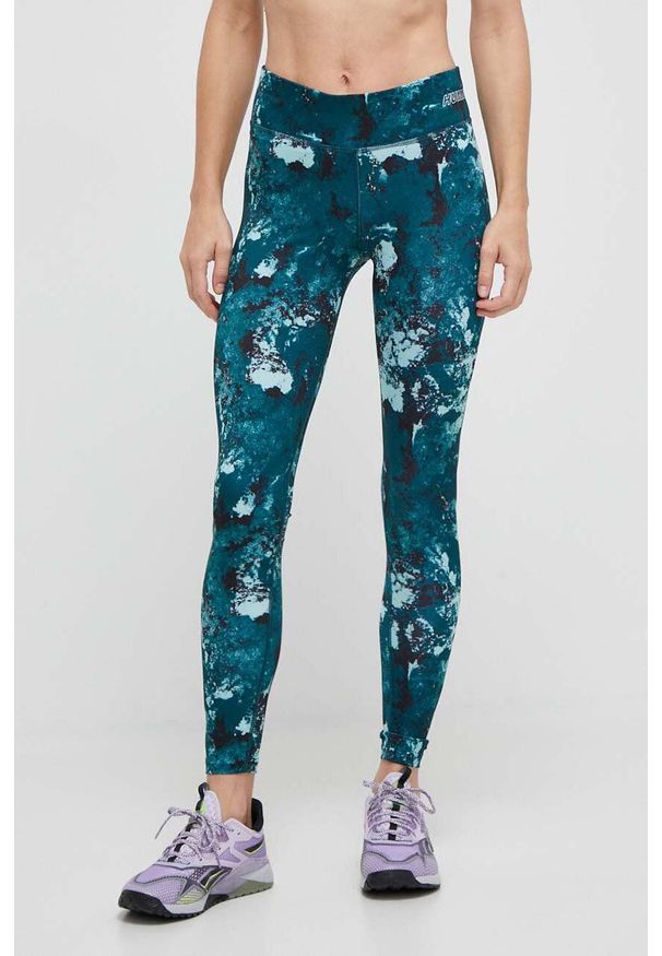 Hummel legginsy treningowe Digi kolor zielony wzorzyste. Kolor: zielony. Materiał: skóra, materiał, włókno