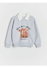 Reserved - Bluza z aplikacją - jasnoszary. Kolor: szary. Materiał: bawełna, dzianina. Wzór: aplikacja #1