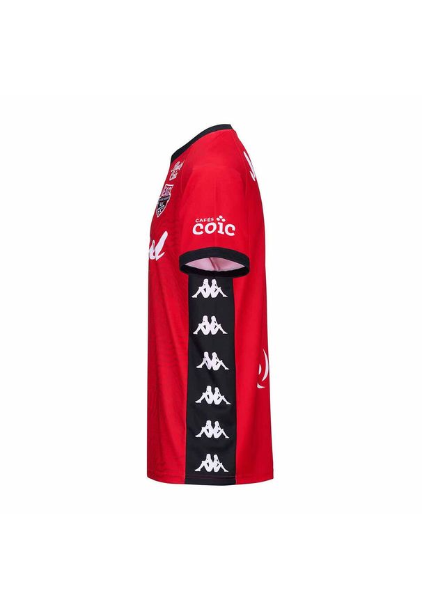 Kappa - Jersey domowy EA Guingamp Guillo 2024/25. Kolor: czerwony, czarny, wielokolorowy. Materiał: jersey. Sport: piłka nożna