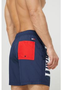 Tommy Jeans szorty kąpielowe kolor granatowy. Kolor: niebieski. Materiał: tkanina, poliester. Wzór: nadruk #2