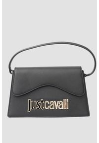 Just Cavalli - JUST CAVALLI Czarna torebka Range B Metal Lettering. Kolor: czarny. Materiał: skórzane