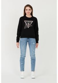 Guess - GUESS Czarna damska bluza Icon, Rozmiar S. Kolor: czarny