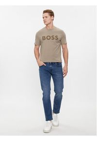 BOSS - Boss T-Shirt Thinking 1 50481923 Beżowy Regular Fit. Kolor: beżowy. Materiał: bawełna #3