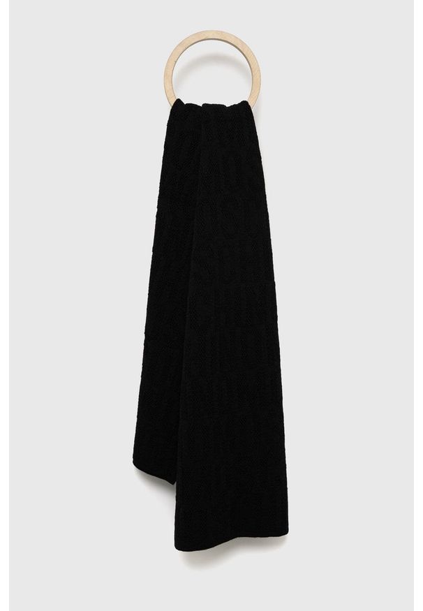 MOSCHINO - Moschino szalik damski kolor czarny wzorzysty. Kolor: czarny. Materiał: dzianina