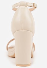 Born2be - Beżowe Sandały VICES na Słupku z Wkładką ze Skóry Naturalnej Azirera. Zapięcie: pasek. Kolor: beżowy. Materiał: skóra. Obcas: na słupku. Styl: wizytowy #5