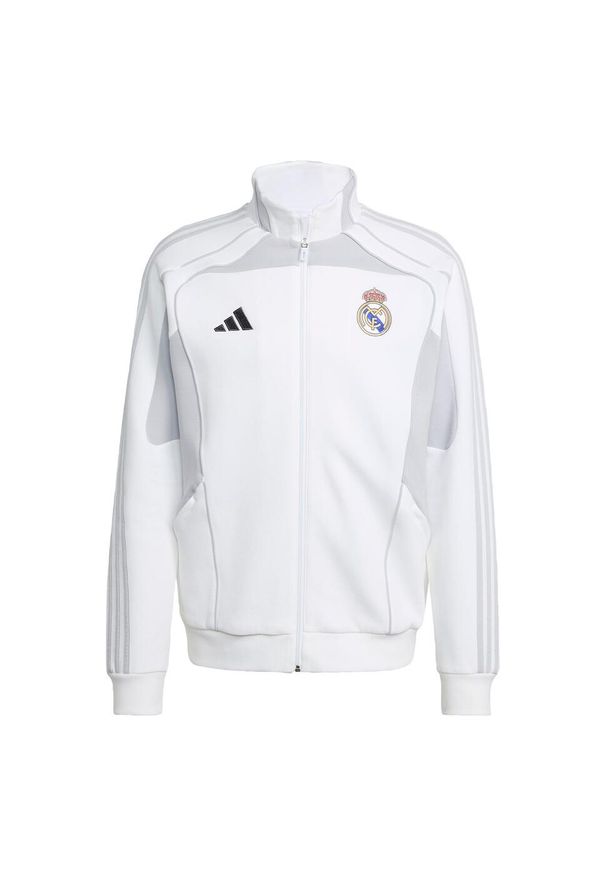 Adidas - Bluza dresowa Real Madrid UBP Doubleknit. Kolor: biały, wielokolorowy, szary. Materiał: dresówka. Sezon: lato. Sport: piłka nożna