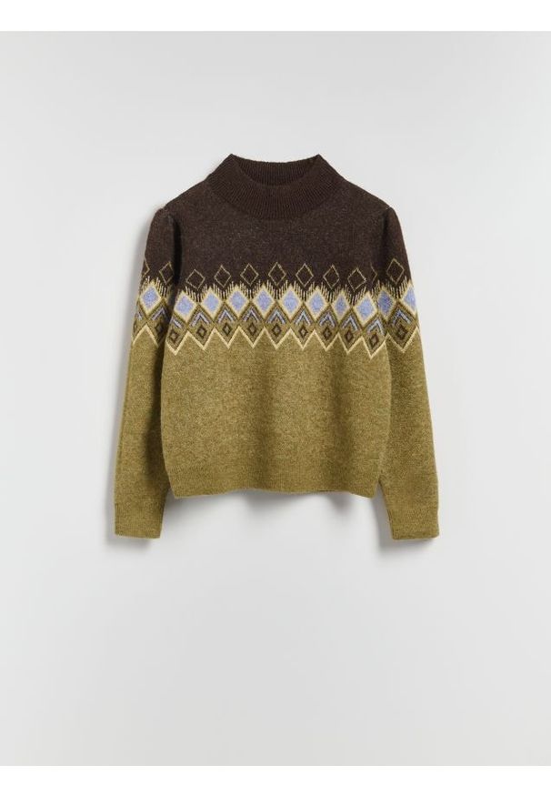 Reserved - Sweter w romby - wielobarwny. Materiał: wełna, dzianina
