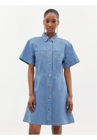 Custommade Sukienka jeansowa Jamilah Dots 999449457 Niebieski Regular Fit. Kolor: niebieski. Materiał: bawełna #1