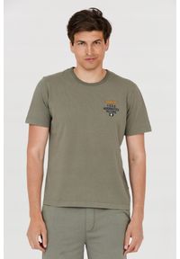 Aeronautica Militare - AERONAUTICA MILITARE Zielony t-shirt męski. Kolor: zielony. Wzór: haft #1
