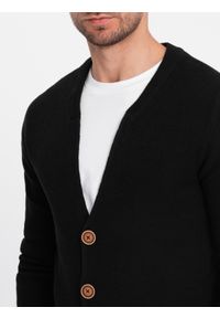Ombre Clothing - Sweter męski strukturalny kardigan z kieszeniami - czarny V1 OM-SWCD-0109 - XXL. Kolor: czarny. Materiał: bawełna #3