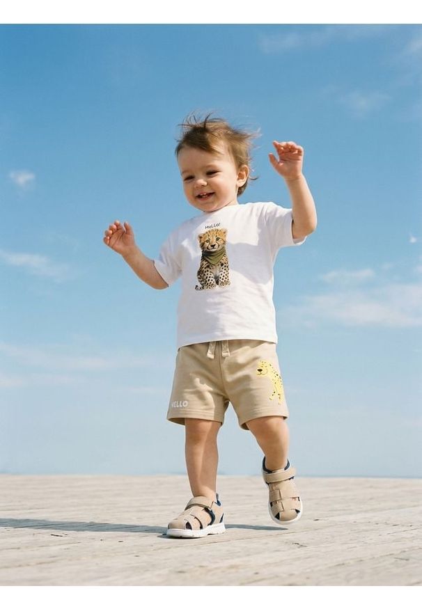 Sinsay - Bawełniane szorty z motywem lemparta - brązowy. Kolor: brązowy. Materiał: bawełna