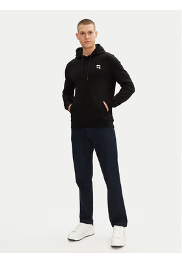 Karl Lagerfeld - KARL LAGERFELD Bluza 705711 500900 Czarny Regular Fit. Typ kołnierza: dekolt w karo. Kolor: czarny. Materiał: bawełna