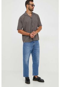 BOSS koszula męska kolor beżowy relaxed. Kolor: beżowy. Materiał: tkanina. Długość rękawa: krótki rękaw. Długość: krótkie #4