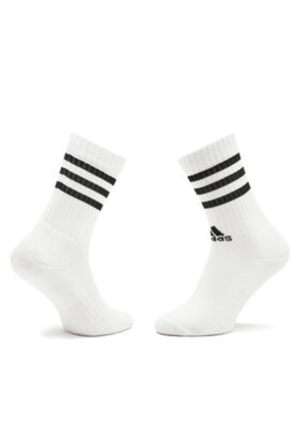 Adidas - adidas Skarpety wysokie unisex 3-Stripes Cushioned Crew Socks 3 Pairs HT3458 Biały. Kolor: biały. Materiał: bawełna
