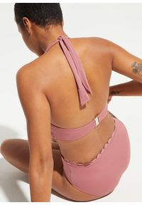 bonprix - Bikini z ramiączkami łączonymi na szyi (2 części). Kolor: fioletowy. Materiał: materiał