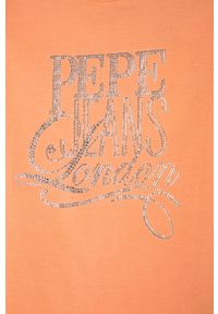 Pepe Jeans - T-shirt dziecięcy Aquaria 128-180 cm. Okazja: na co dzień. Kolor: pomarańczowy. Materiał: bawełna, dzianina, elastan. Wzór: aplikacja. Styl: casual #3