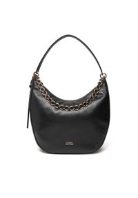 TOMMY HILFIGER - Tommy Hilfiger Torebka Moon Leather Hobo AW0AW17468 Czarny. Kolor: czarny. Materiał: skórzane