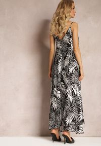 Renee - Czarna Bawełniana Sukienka Maxi na Ramiączkach w Kwiaty Botrissa. Kolor: czarny. Materiał: bawełna. Długość rękawa: na ramiączkach. Wzór: kwiaty. Typ sukienki: rozkloszowane. Długość: maxi #4