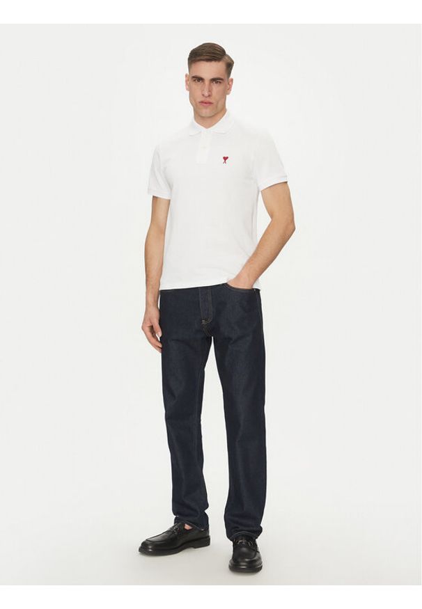 AMI PARIS Polo BFUPL001.760 Biały Regular Fit. Typ kołnierza: polo. Kolor: biały. Materiał: bawełna