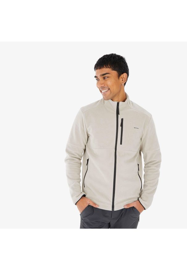 quechua - Polar turystyczny męski Quechua MH500 zamek. Kolor: beżowy. Materiał: materiał, poliester