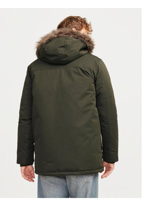 Jack & Jones Parka Construct 12258406 Zielony Regular Fit. Kolor: zielony. Materiał: syntetyk