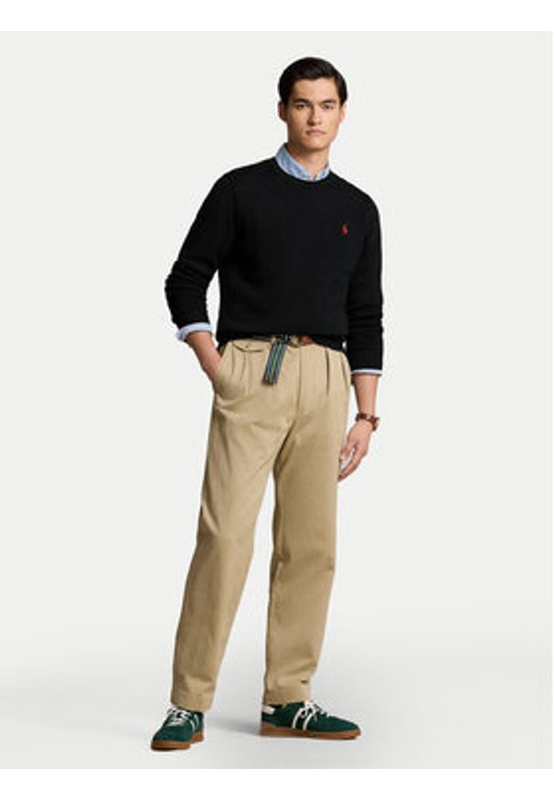 Polo Ralph Lauren Sweter 710810846020 Czarny Regular Fit. Typ kołnierza: polo. Kolor: czarny. Materiał: bawełna