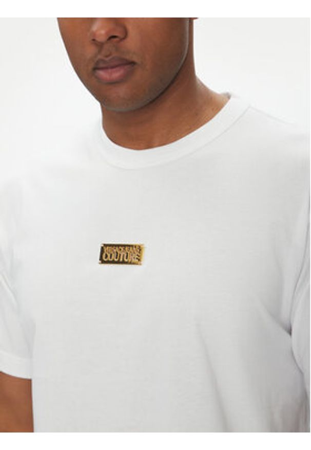 Versace Jeans Couture T-Shirt 78GAHT08 Biały Regular Fit. Kolor: biały. Materiał: bawełna