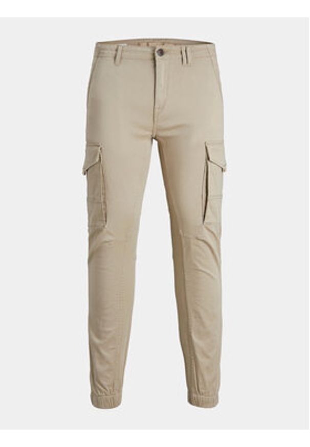 Jack & Jones Joggery Paul 12193754 Beżowy Slim Fit. Kolor: beżowy. Materiał: bawełna
