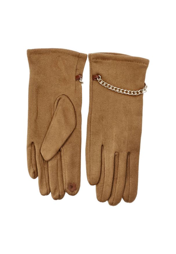 Żółte Rękawiczki Glamour Damskie Armodo. Kolor: żółty. Materiał: materiał. Sezon: zima. Styl: glamour