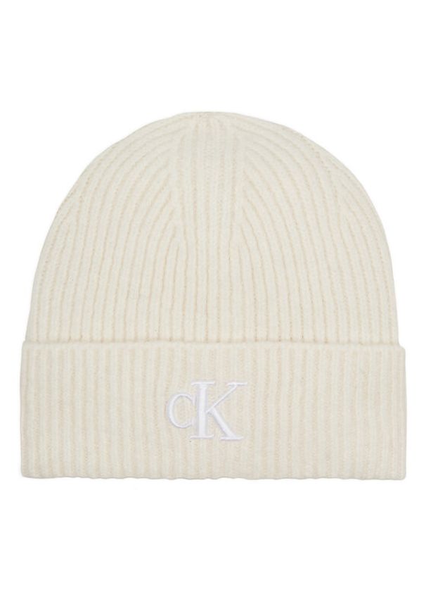 Calvin Klein Jeans Czapka Thick Embroidery Beanie K60K612321 Écru. Materiał: materiał