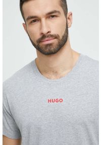 Hugo - HUGO t-shirt piżamowy kolor szary z nadrukiem. Kolor: szary. Wzór: nadruk #1