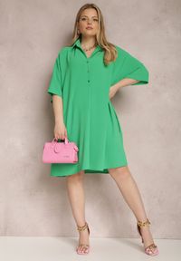 Renee - Zielona Sukienka Kassaleia. Kolekcja: plus size. Kolor: zielony. Typ sukienki: dla puszystych. Styl: klasyczny. Długość: mini #4