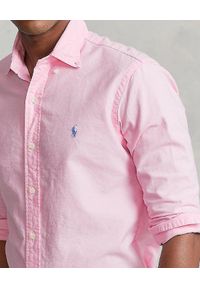 Ralph Lauren - RALPH LAUREN - Różowa bawełniana koszula z logo Custom Fit. Typ kołnierza: polo. Kolor: różowy, wielokolorowy, fioletowy. Materiał: bawełna. Długość rękawa: długi rękaw. Długość: długie. Wzór: haft. Styl: klasyczny #5