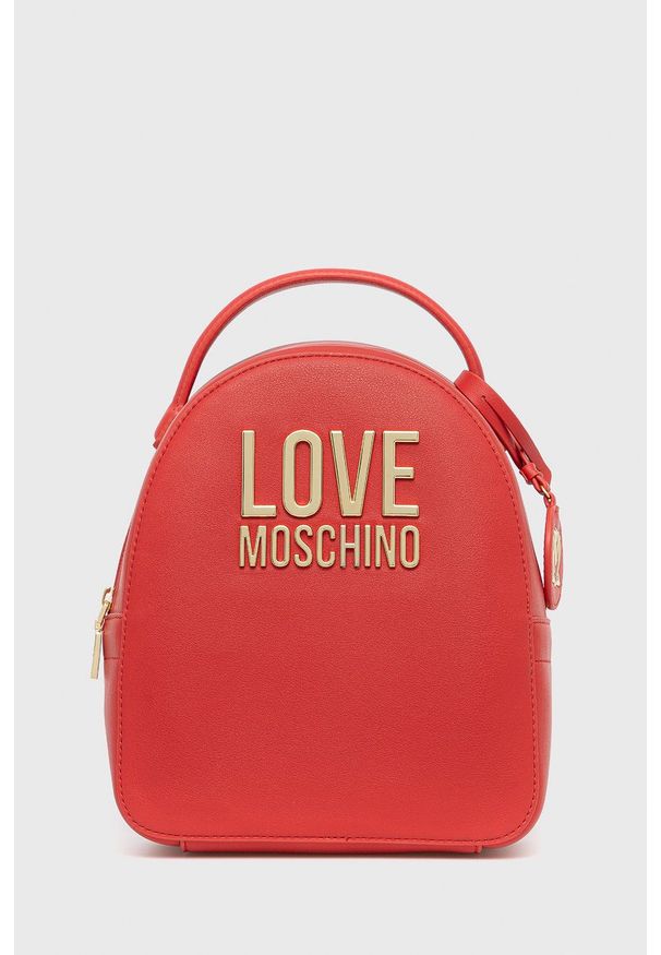 Love Moschino Plecak damski kolor czerwony mały gładki. Kolor: czerwony. Wzór: gładki