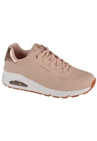 skechers - Buty do chodzenia damskie Skechers Uno Shimmer Away. Kolor: beżowy. Materiał: materiał, syntetyk. Szerokość cholewki: normalna. Sport: turystyka piesza