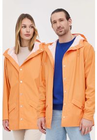 Rains kurtka 12010 Jacket kolor pomarańczowy przejściowa. Okazja: na co dzień. Kolor: pomarańczowy. Materiał: materiał. Styl: casual