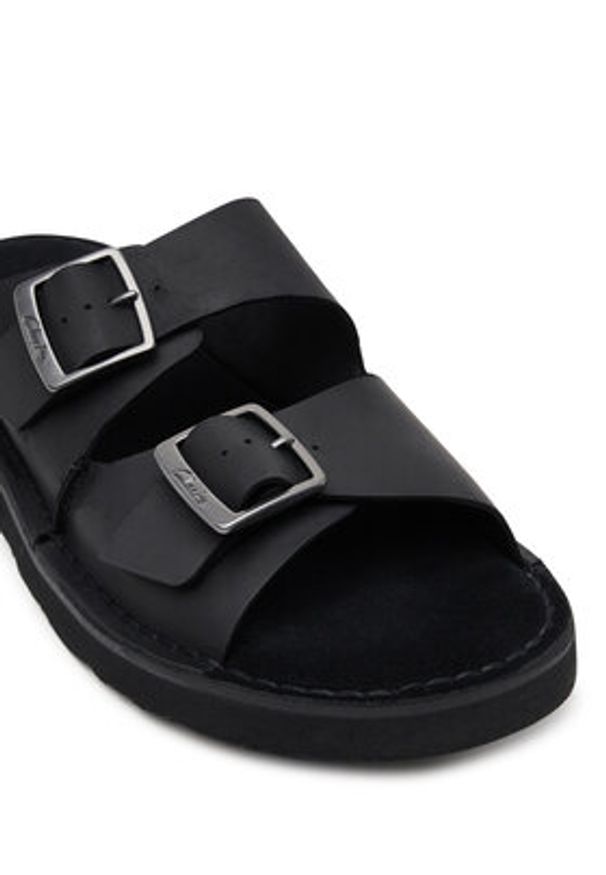 Clarks Klapki Solsbury Strap 26180885 Czarny. Kolor: czarny. Materiał: skóra