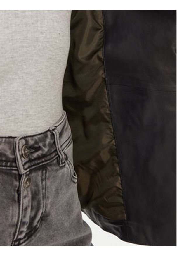 Serge Pariente Kurtka skórzana Caprice Czarny Slim Fit. Kolor: czarny. Materiał: skóra
