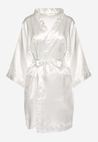 Born2be - Biały 6-częściowy Komplet Piżamowy Szlafrok, Koszula Nocna Spodnie Top Szorty i Opaska Kirosa. Kolor: biały. Długość: długie #5